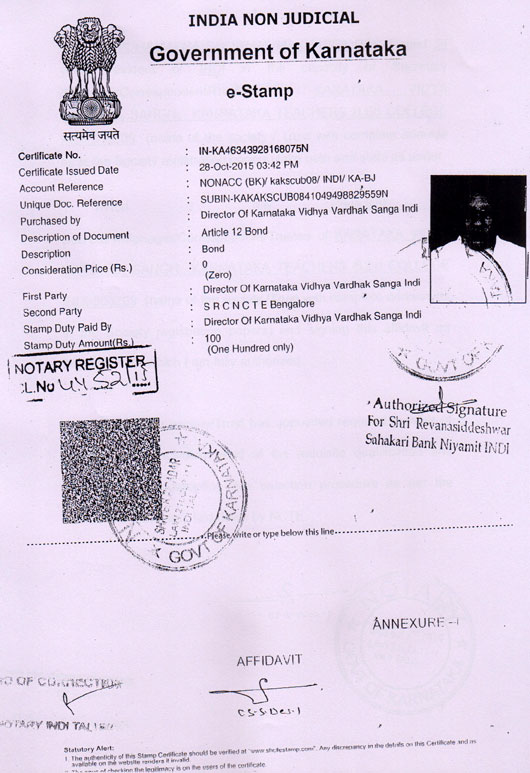 Karnataka Teachers B.ed College - Legal Documents